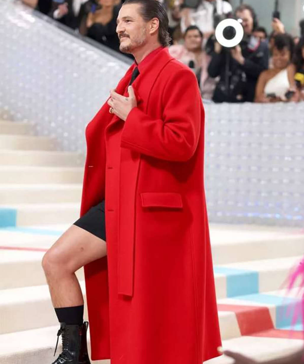 Pedro Pascal Met Gala Red Wool Coat