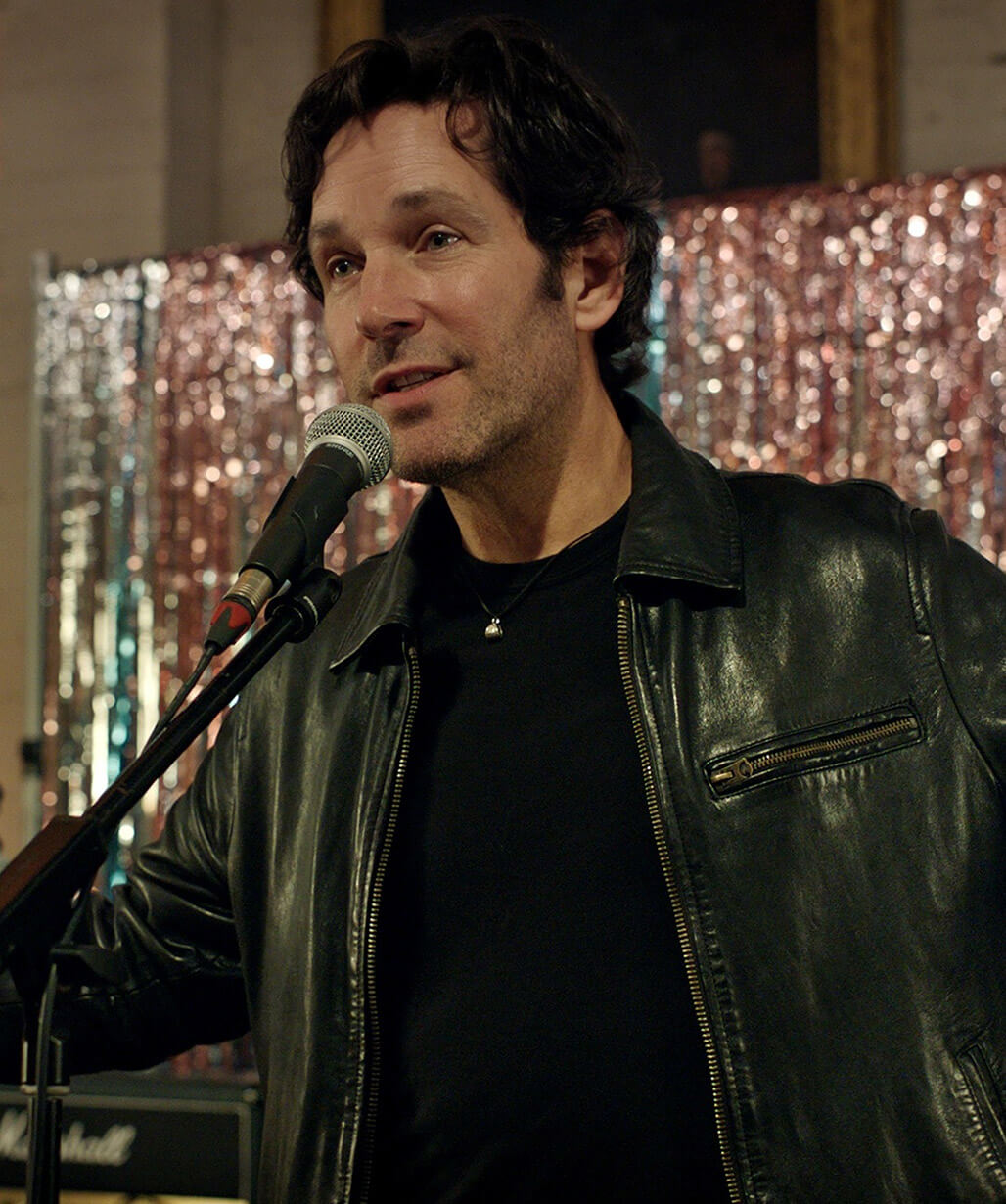 Power Ballad 2026 Paul Rudd Black Leather Jacket