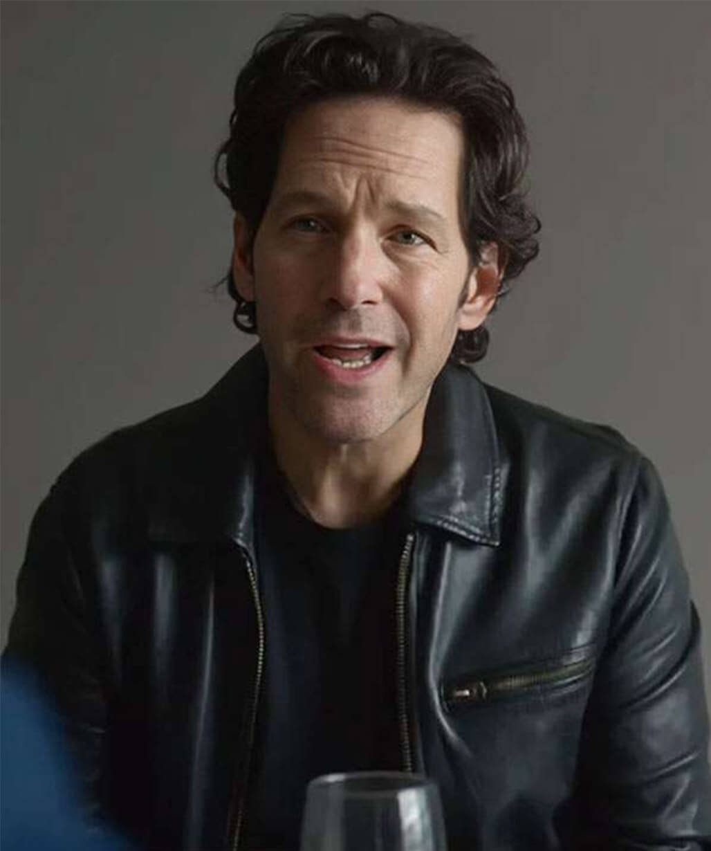 Power Ballad 2026 Paul Rudd Black Leather Jacket