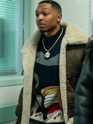 Power Book III Malcolm Mays Brown Shearling Leather Jacket