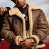 Power Book III Malcolm Mays Brown Shearling Leather Jacket