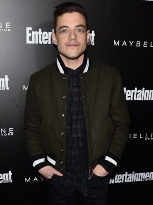 Rami Malek Green Varsity Bomber Jacket