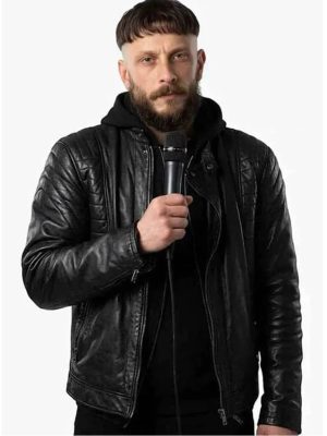 Richard Gadd Half Man 2026 Black Leather Jacket