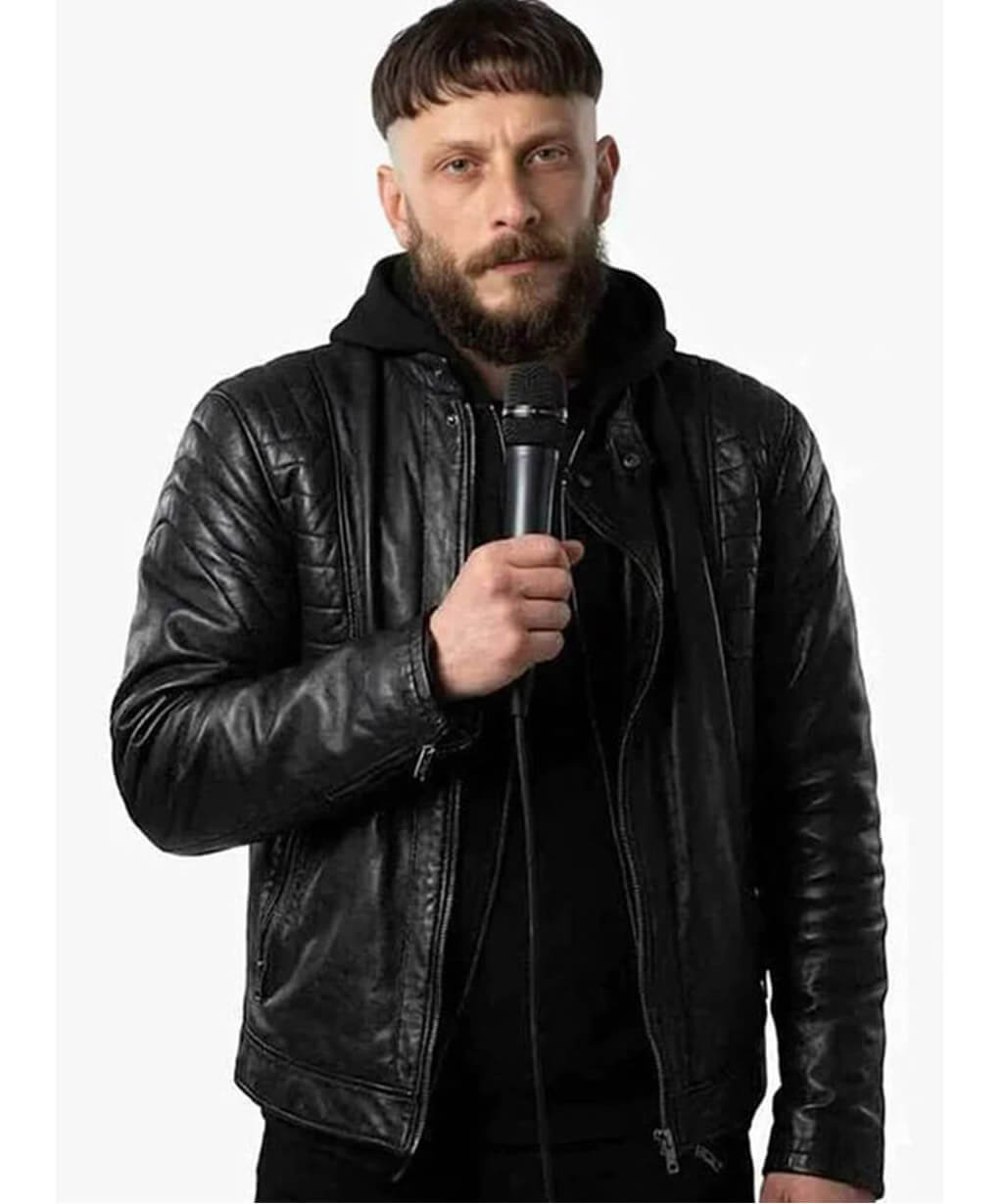 Richard Gadd Half Man 2026 Black Leather Jacket