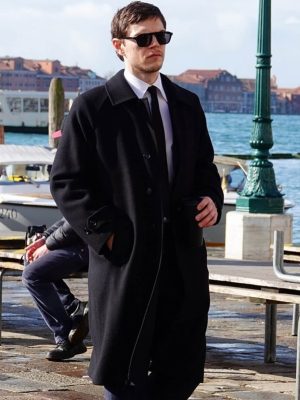 The Beauty 2026 Evan Peters Black Wool Coat