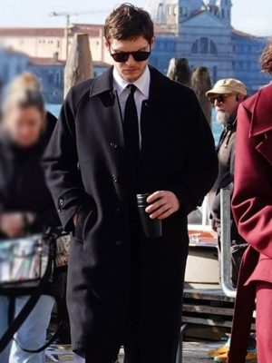 The Beauty 2026 Evan Peters Black Wool Coat