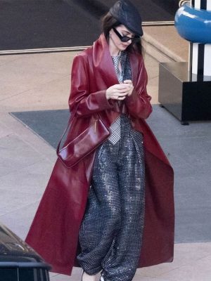 The Devil Wears Prada 2 Anne Hathaway Red Leather Coat