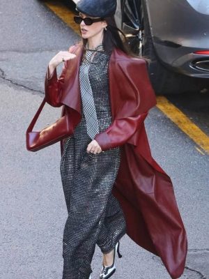 The Devil Wears Prada 2 Anne Hathaway Red Leather Coat