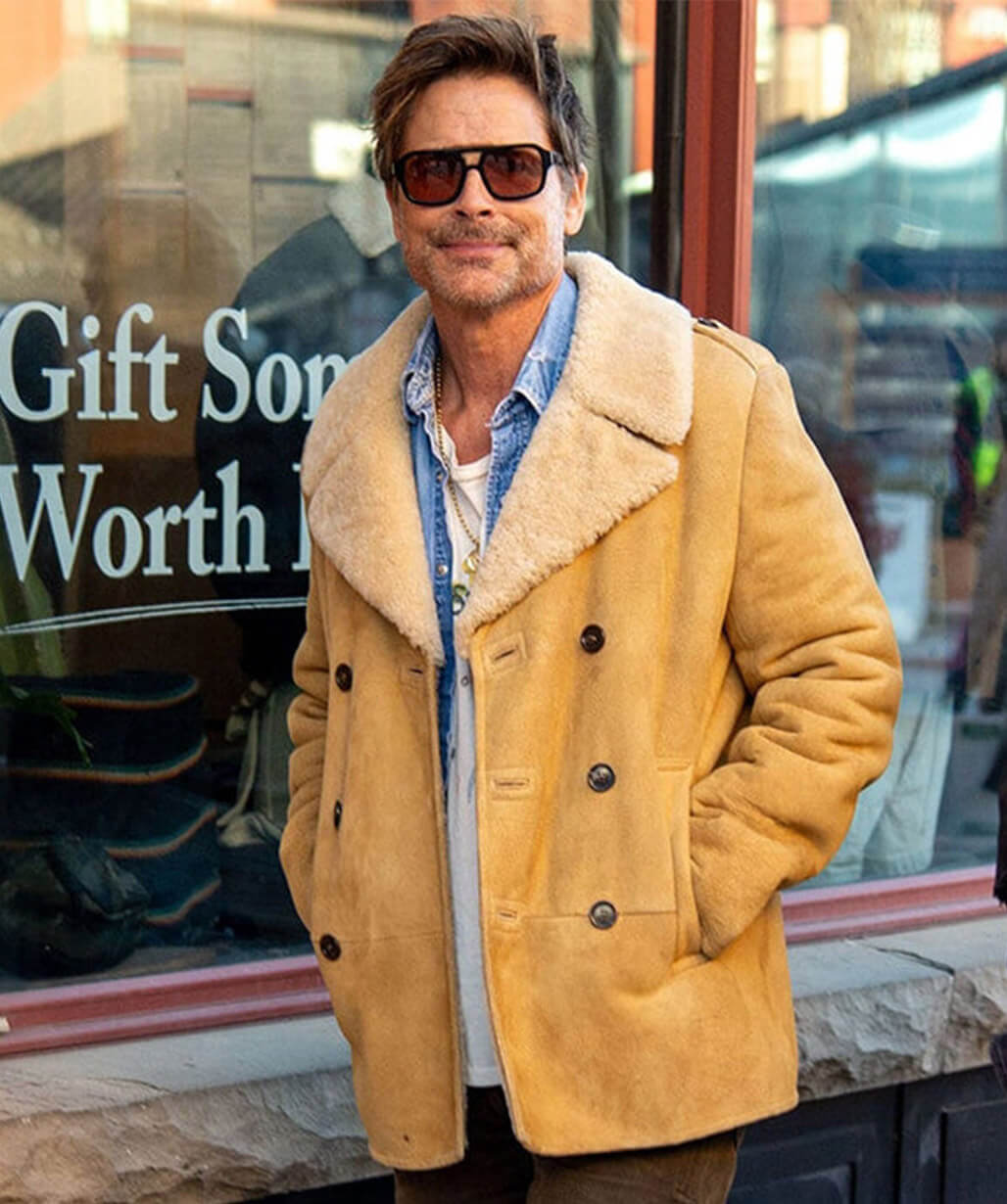 The Musical 2026 Rob Lowe Suede Shearling Jacket