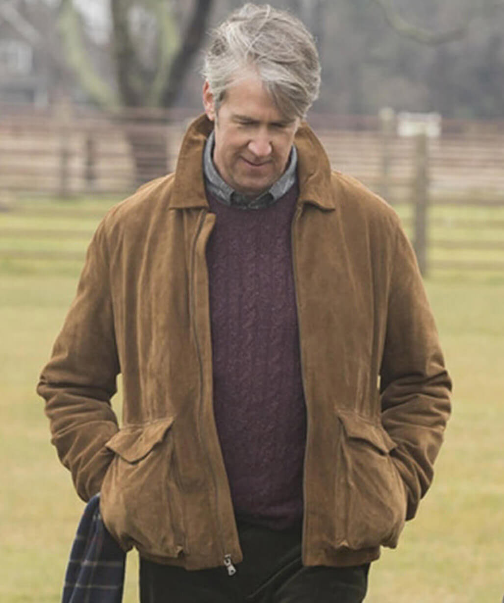 Alan Ruck Succession S01 Brown Suede Jacket