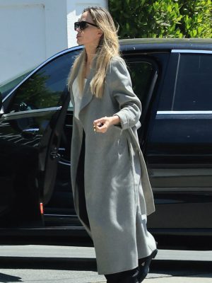 Angelina Jolie Couture 2026 Grey Wool Coat