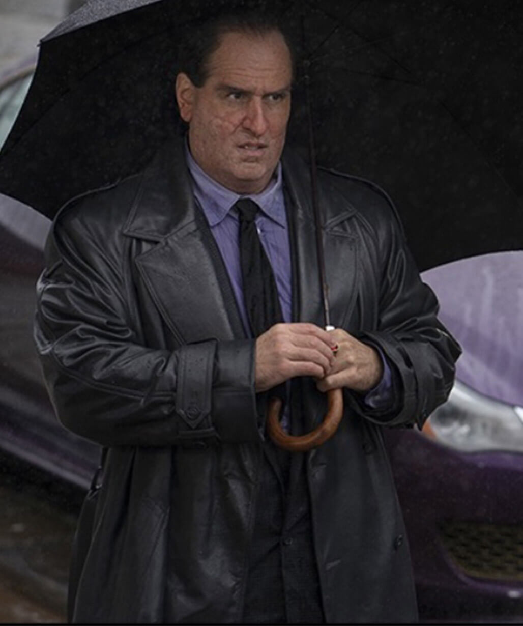Colin Farell The Penguin S01 Black Leather Coat
