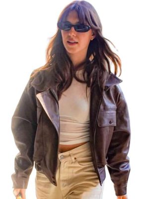 Daisy Edgar-Jones Brown Leather Jacket