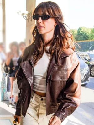 Daisy Edgar-Jones Brown Leather Jacket