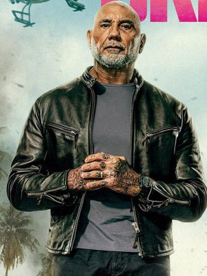 Dave Bautista The Wrecking Crew 2026 Black Leather Jacket