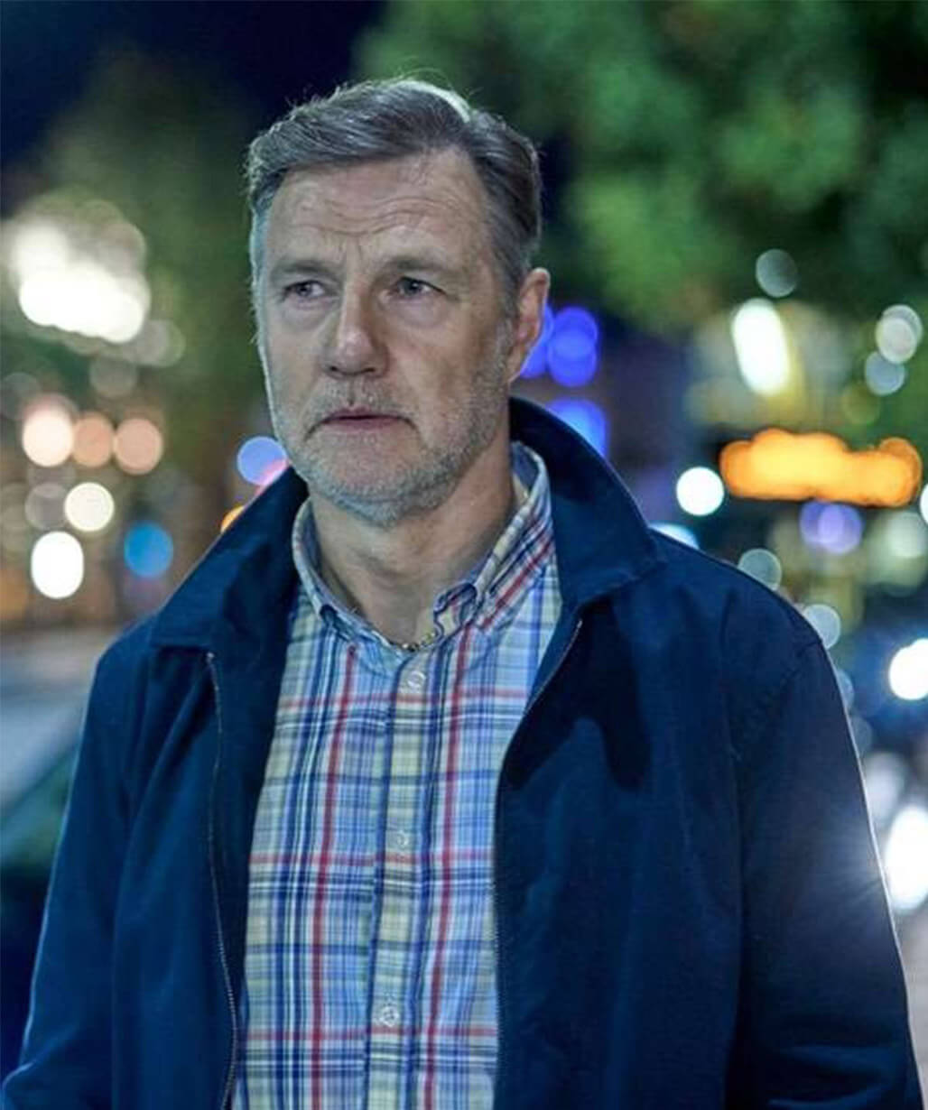 David Morrissey Tip Toe 2026 Blue Cotton Jacket