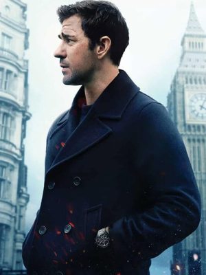 Jack Ryan Ghost War 2026 Black Wool Peacoat