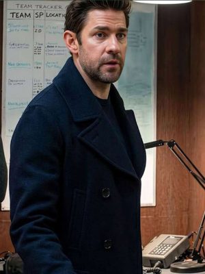 Jack Ryan Ghost War 2026 Black Wool Peacoat