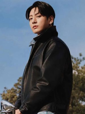 Jungkook NYC 2026 Black Leather Jacket