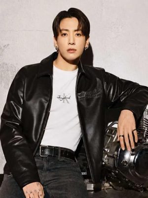 Jungkook NYC 2026 Black Leather Jacket