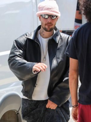 Justin Bieber LA 2026 Black Leather Jacket