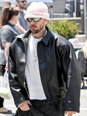 Justin Bieber LA 2026 Black Leather Jacket