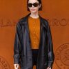 Lily Collins French Open 2026 Black Leather Jacket
