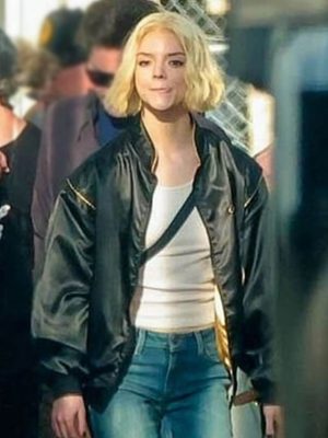 Lucky 2026 Anya Taylor-Joy Black Bomber Jacket