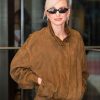 NYC 2026 Anna Faris Brown Suede Jacket