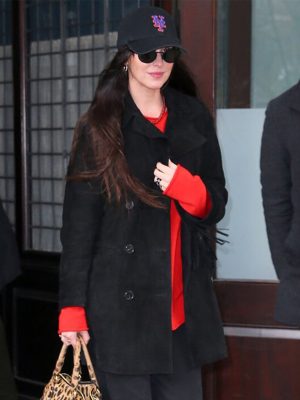 NYC 2026 Dakota Johnson Black Suede Coat