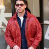 NYC 2026 Nick Jonas Red Satin Jacket