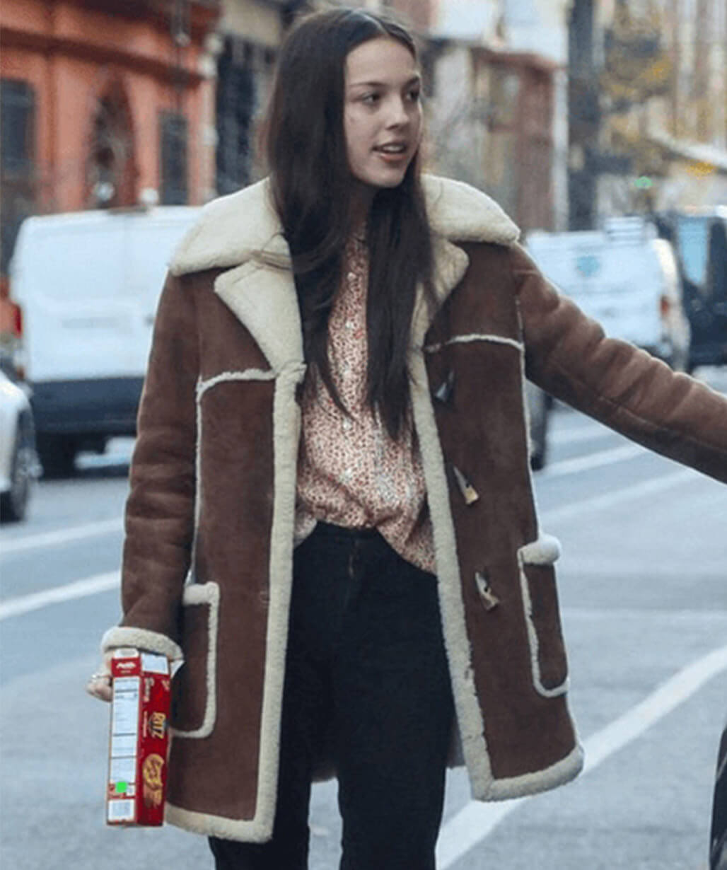 Olivia Rodrigo Brown Suede Shearling Coat