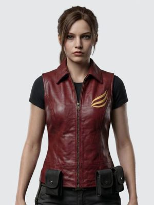Resident Evil 2 Claire Redfield Maroon Leather Vest