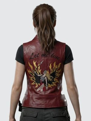 Resident Evil 2 Claire Redfield Maroon Leather Vest
