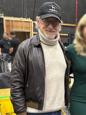 Steven Spielberg Disclosure Day 2026 Brown Leather Jacket