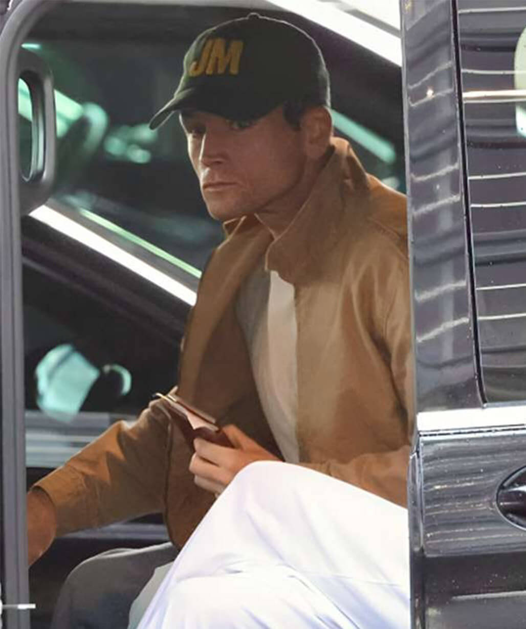 Taron Egerton Beige Cotton Jacket