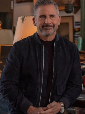 The Four Seasons 2026 Steve Carell Suede Bomber Jacket