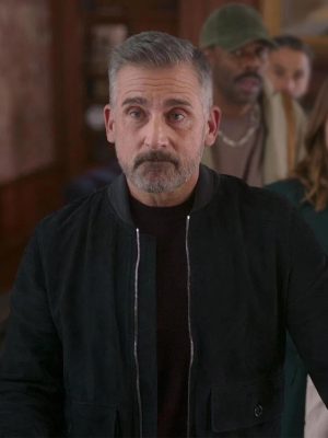 The Four Seasons 2026 Steve Carell Suede Bomber Jacket
