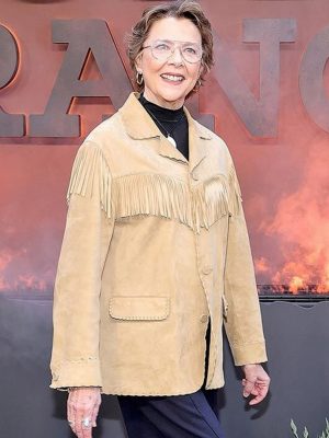 Annette Bening Dutton Ranch 2026 Suede Fringe Jacket