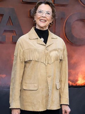 Annette Bening Dutton Ranch 2026 Suede Fringe Jacket
