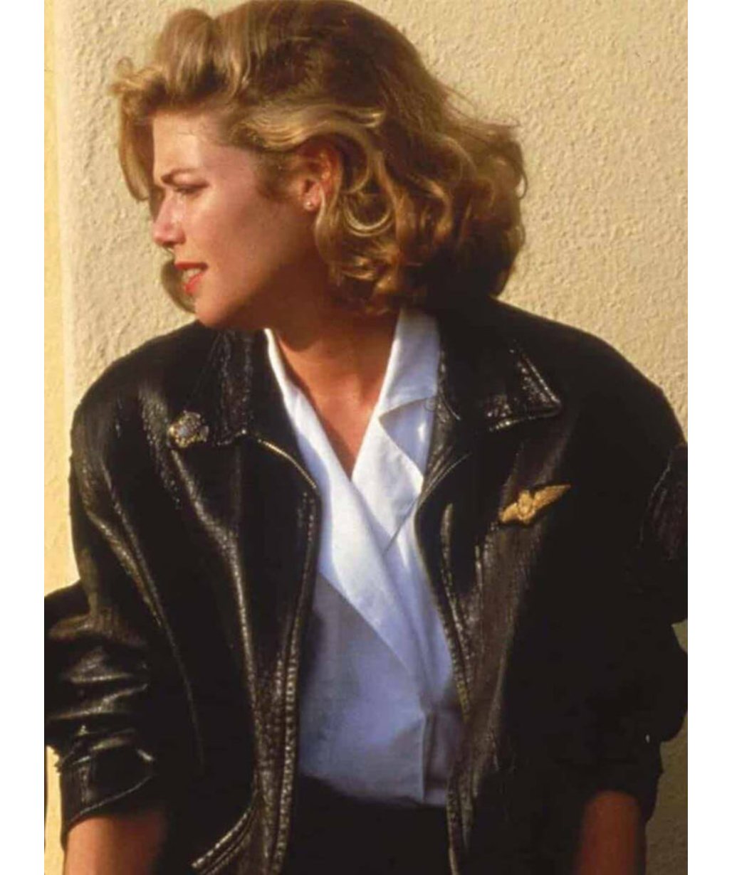 Kelly Mcgillis Top Gun Black Leather Jacket