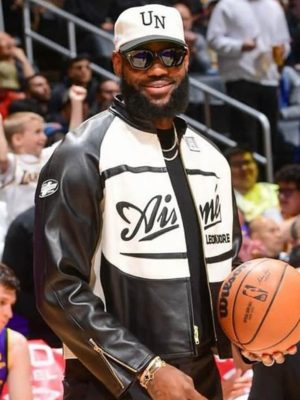 Leborn James Aime Leon Dore Black And White Leather Jacket