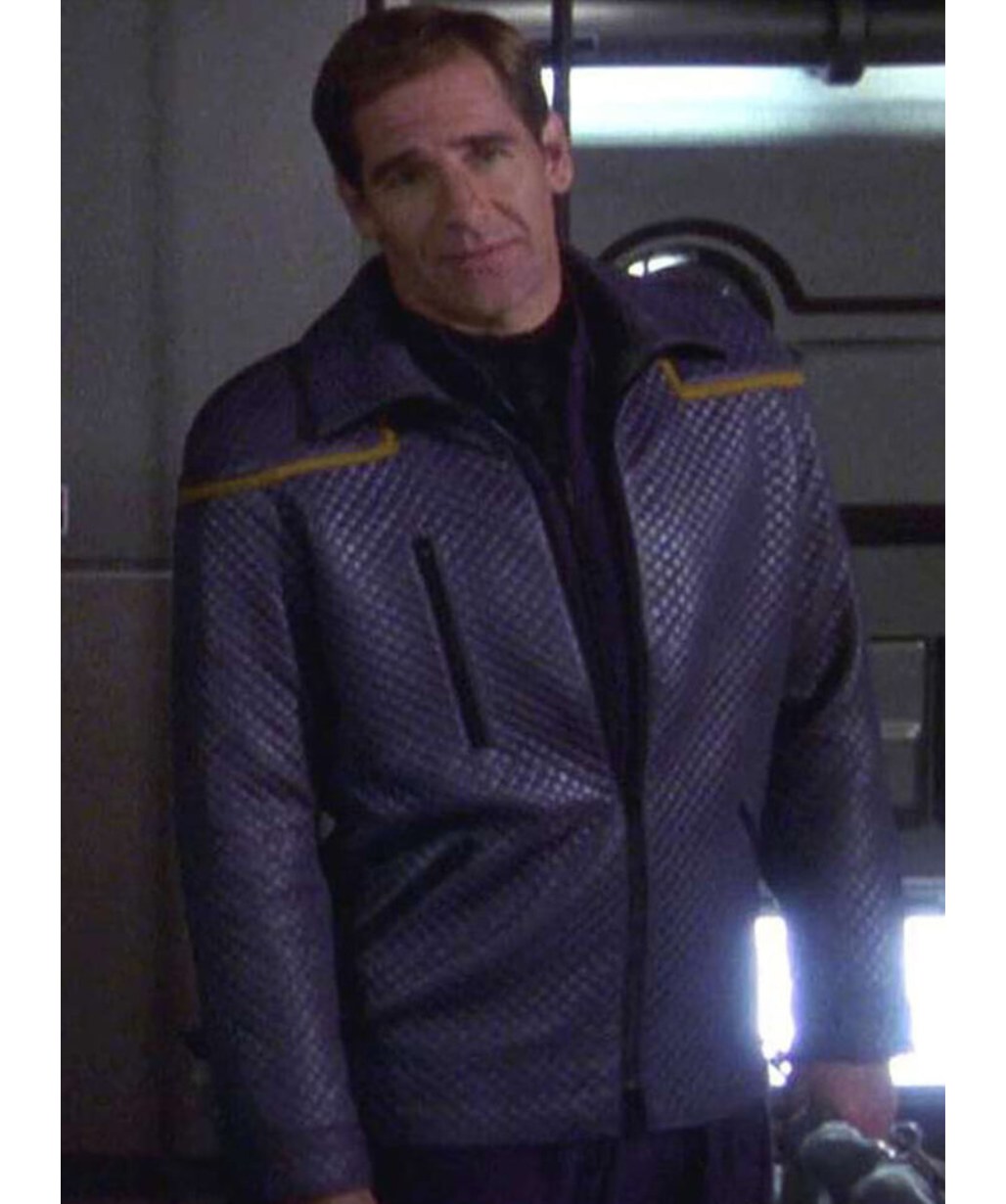 Star Trek Enterprise Jonathan Archer Grey Quilted Leather Jacket
