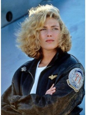 Kelly Mcgillis Top Gun Black Leather Jacket