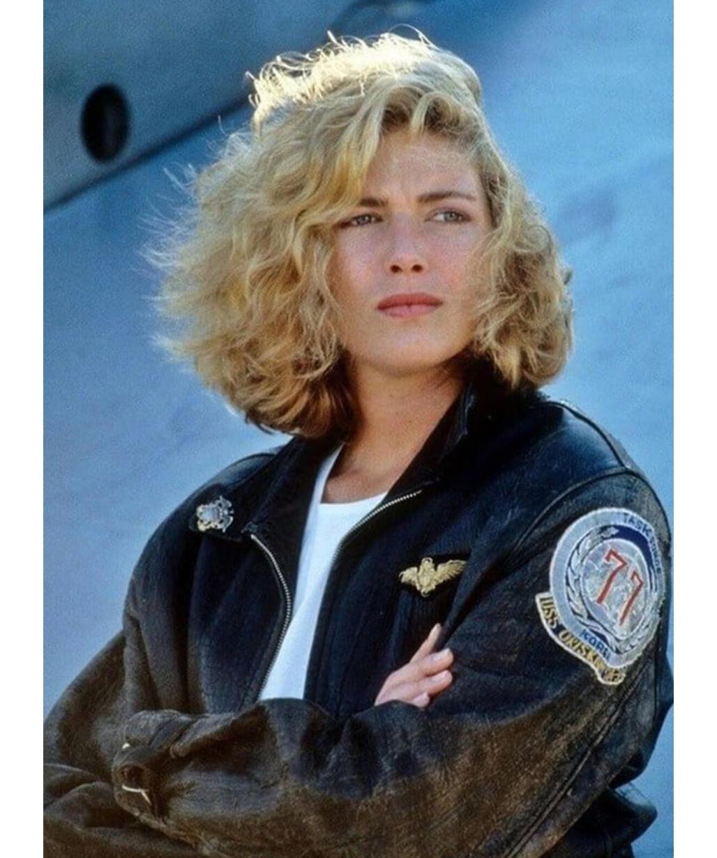 Kelly Mcgillis Top Gun Black Leather Jacket