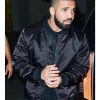 Drake Black Satin Bomber Jacket