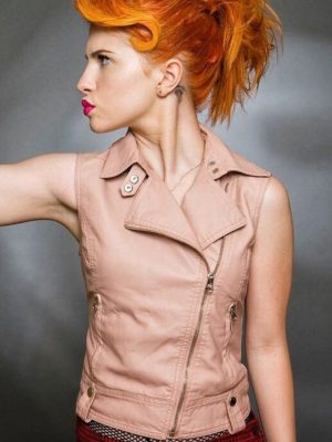 Hayley Williams Pink Biker Leather Vest