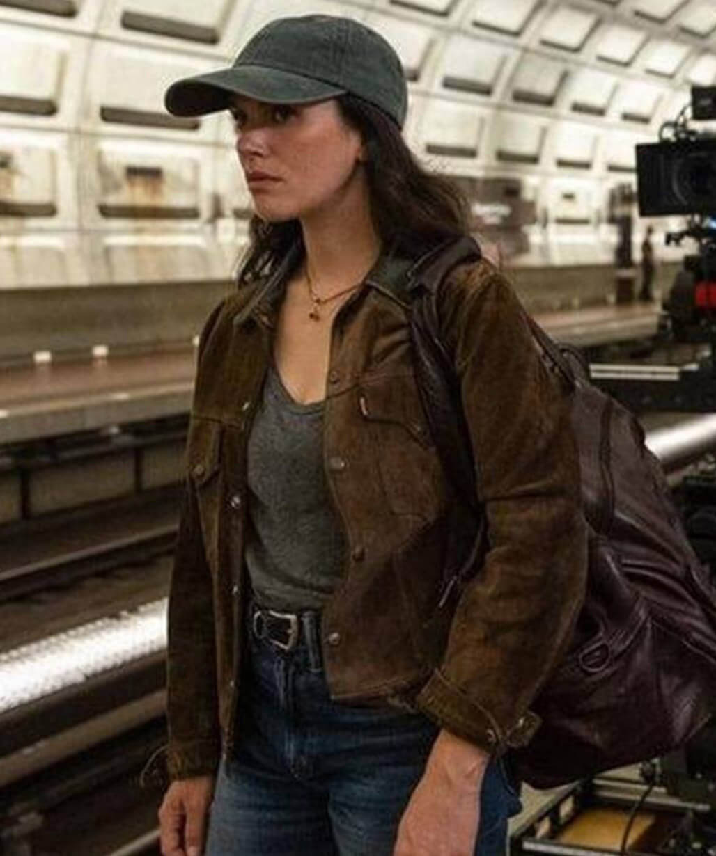 Jessica Brown Findlay Silo 2026 Suede Jacket