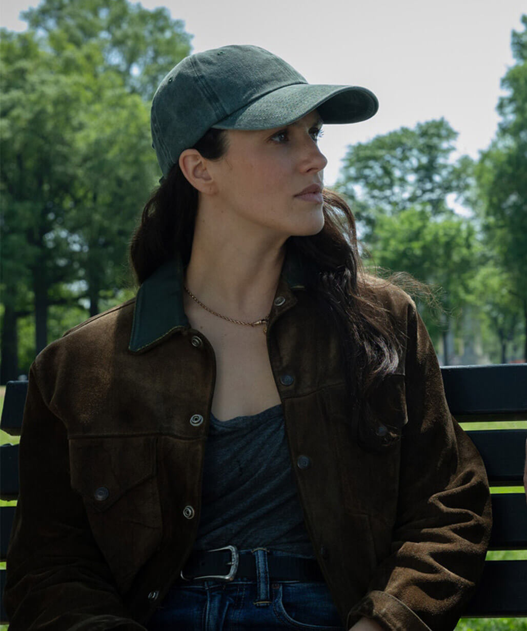 Jessica Brown Findlay Silo 2026 Suede Jacket