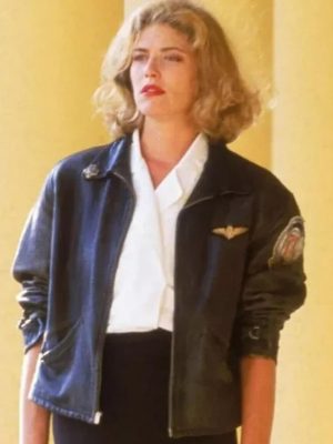 Kelly Mcgillis Top Gun Black Leather Jacket